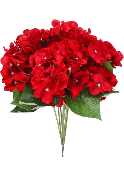 Yapay Çiçek Ortanca Demeti Kırmızı 5 Kafalı Büyük Boy 43 cm