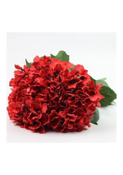 Yapay Çiçek Ortanca Demeti Kırmızı 5 Kafalı Büyük Boy 43 cm fiyatları