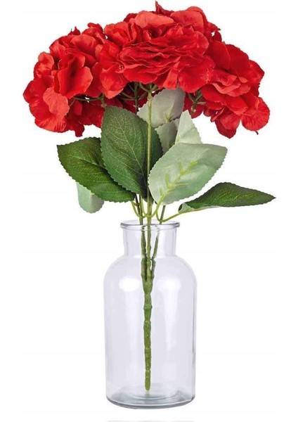 Yapay Çiçek Ortanca Demeti Kırmızı 5 Kafalı Büyük Boy 43 cm fırsatları