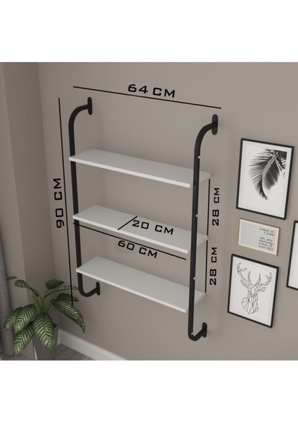 Metal Kitaplık 3 Raflı Duvar Kitaplığı Raf Kütüphane Beyaz modelleri
