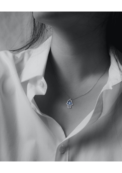 925 Ayar Gerçek Gümüş Fatma Ana Eli Nazar Zirkon Taşlı Kolye fiyatları