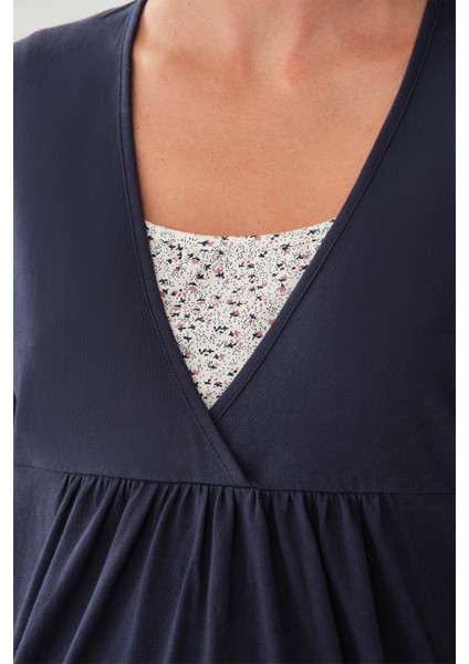 Lacivert Hamile Pijama Takım