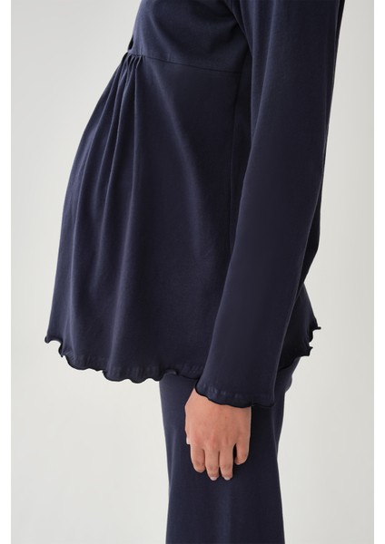 Lacivert Hamile Pijama Takım