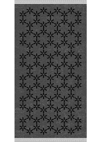Decoser 2033 Gri Siyah Yıldız Desen Pamuk Tabanlı Kaymaz Yıkanabilir Halı Kilim fiyatları