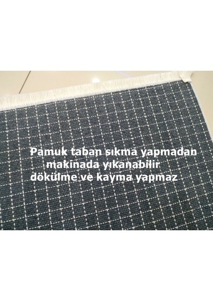 Decoser 3027 Gri Beyaz Mermer Desen Yıkanabilir Pamuk Taban Kilim