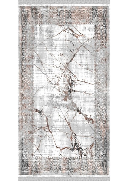 Decoser 6024 Gri Kahve Mermer Desen Kaymaz Yıkanabilir Kilim