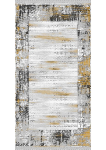 Decoser 6028 Gri Sarı Düz Desen Kaymaz Yıkanabilir Kilim