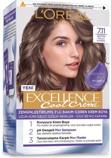 Loreal Paris Excellence Cool Creme 7.11 Ekstra Koyu Kumral 96 ml