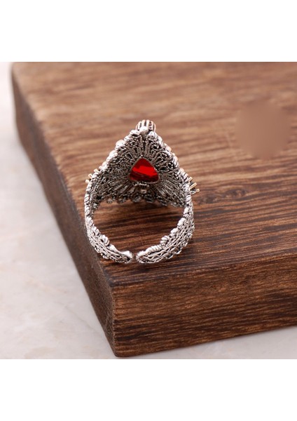 Lal Taşlı Telkari Işlemeli Gümüş Yüzük 2480 fiyatları
