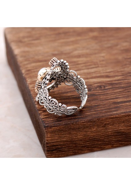 Inci Taşlı Telkari Işlemeli Gümüş Yüzük 2494 fırsatları