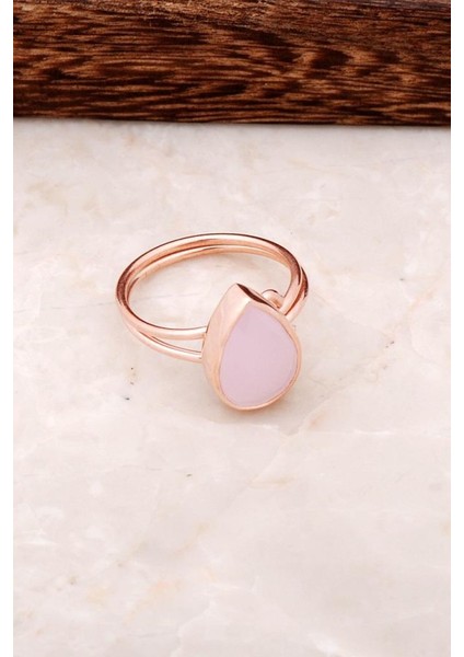 Pembe Quartz Taşlı Rose Gümüş Yüzük 2851