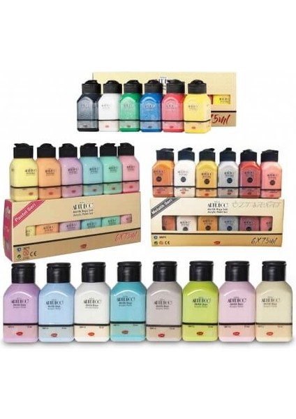 Akrilik Boya 26x75ml Pastel + Canlı + Metalik (Smoky Past