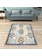 Geometrik Desenli Karo Motif Dijital Baskı Yıkanabilir Kaymaz Taban Etnik Mavi Salon Halısı 1