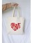more Love Baskılı Ham Bez Omuz Çantası 1