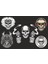 5'li Motorsiklet Kask Sticker Set 1 Adet (12X7,5) 4 Adet (6x6) 1