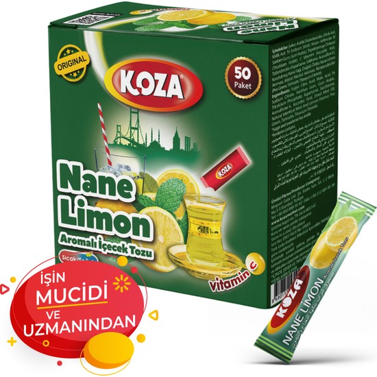 Koza Tek İçimlik Nane Limon Aro. İçecek Tozu (50 Stick)