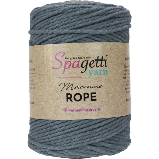 Spagetti Yarn 3mm 500G Füme 2 Büküm Halat Makrome Ipi Fiyatı