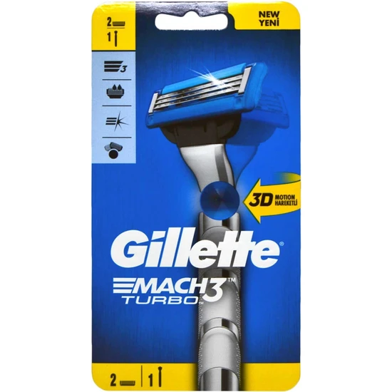 Gillette Gillette Mach3 Turbo 3D Tıraş Makinesi 2 Yedekli 7702018514311 Tıraş Makinesi