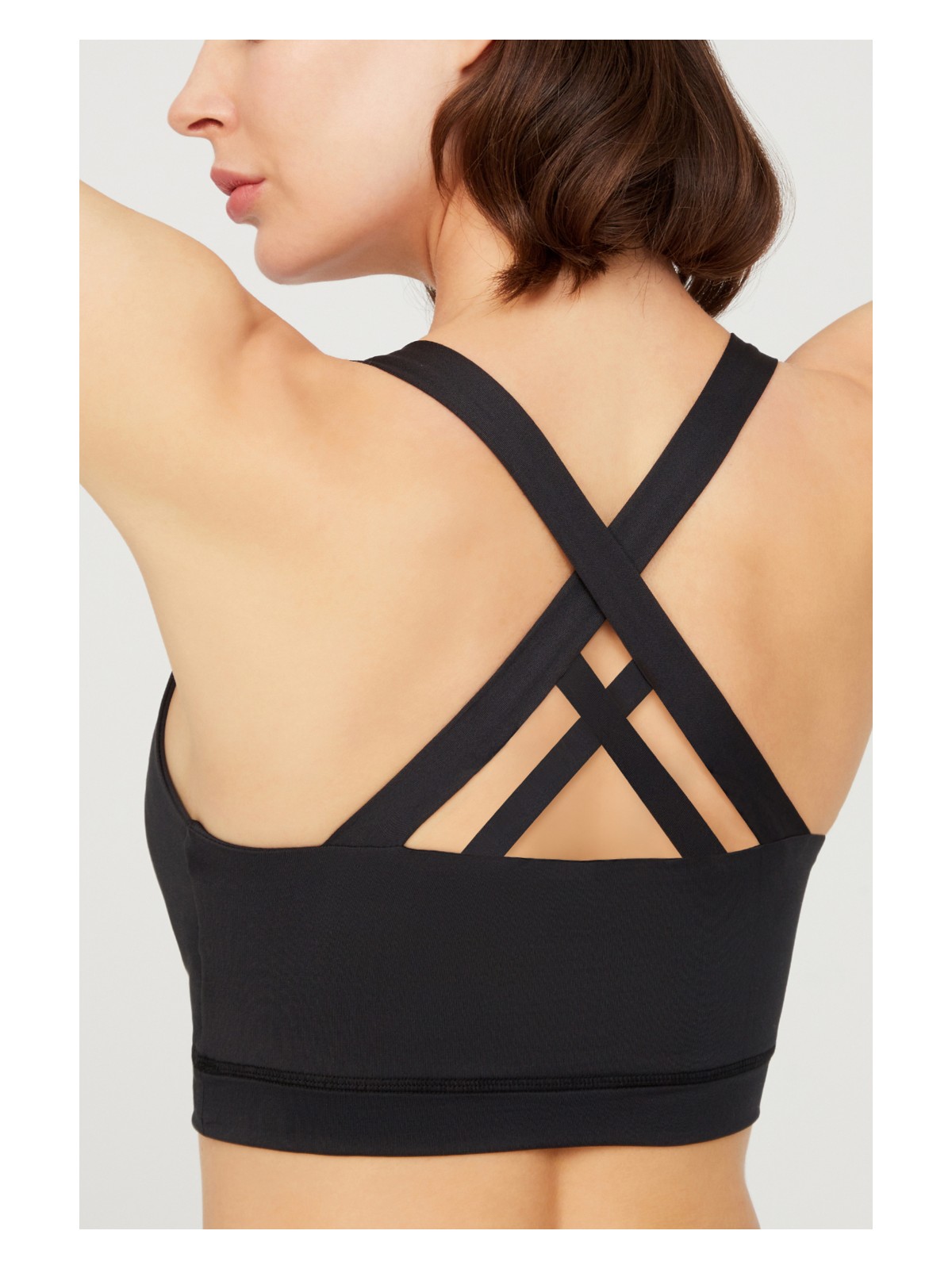 Los Ojos Siyah Hafif Destekli Sırt Detaylı Kaplı Spor Sütyeni Criss Cross