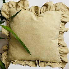 Softline Bej Fırfırlı Kırlent Kılıfı