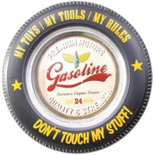 Dekoratif Araba Tekerleği Gasoline Temalı LED Işıklı Duvar Panosu