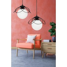 Begüsa Alaca 2'li Avize Siyah Beyaz Cam