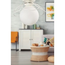 Begüsa Alaca Tavan Montaj Tekli Avize Beyaz Beyaz Cam