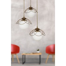 Begüsa Alaca 3'lü Avize Beyaz Beyaz Cam