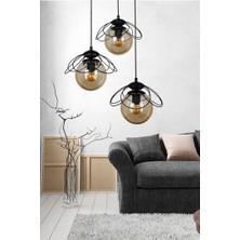 Begüsa Alaca 3'lü Avize Siyah Bal Cam