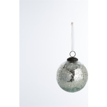 Chakra Crackle Cam Yılbaşı Topu 10 cm Gümüş