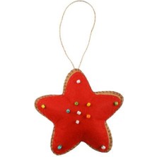 Çırpan Ev Kırmızı Keçe Yıldız Süs 12CM