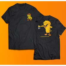 Remonz Monster Tweety Baskılı %100 Pamuk Oversize T-Shirt Büyük Beden Tişört