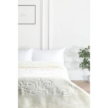 Kristal Çift Kişilik Embos Battaniye - Ekru