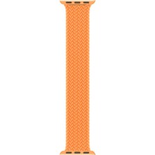 Microsonic Apple Watch Uyumlu Series 7 45MM Kordon, (Medium Size, 147MM) Braided Solo Loop Band Turuncu