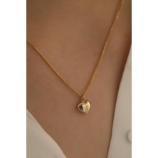 Milet Kuyumculuk 14 Ayar Altın Kalp Küp Zincir Kolye