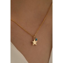 Milet Kuyumculuk 14 Ayar Altın Yıldız Göz Küp Zincir Kolye