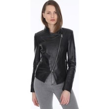 Derimont Deri Kadın Deri Mont Siyah Leeds