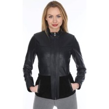 Derimont Deri Kadın Deri Mont Siyah Arellano