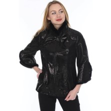 Derimont Deri Kadın Deri Mont Siyah Vizyonlu