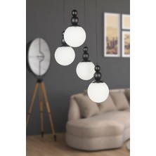 Begüsa Sonsuz 4.lü Avize Siyah Beyaz Cam