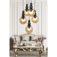 Begüsa Sonsuz 5.li Avize Siyah Bal Cam