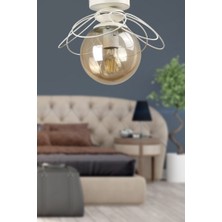 Begüsa Alaca Tavan Montaj Tekli Avize Beyaz Bal Cam