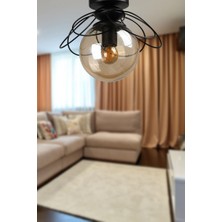 Begüsa Alaca Tavan Montaj Tekli Avize Siyah Bal Cam