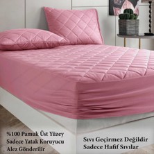 Formeya Pamukkale Alez Pembe  Pamuk Kapitone Yatak Koruyucu Alez Fitted Çarşaf
