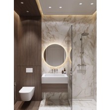 Narkissos Günışığı Ledli Yuvarlak Banyo Aynası Prizli (70 Cm)