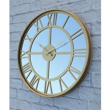 Markakanvas Altın (Gold) Renk Metal Kasalı Aynalı Duvar Saati Çap 40 cm - Çap 50 cm
