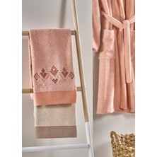 Taç Pure Cotton Craft Çift Kişilik Pamuk Aile Seti Mercan - Bej