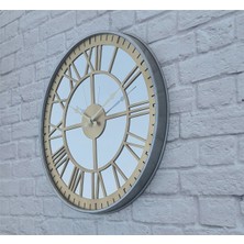Markakanvas Metalik Gri Renkli Metal Kasalı Aynalı Duvar Saati Çap 40 cm - Çap 50 cm