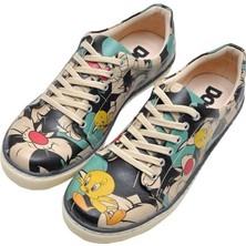 Kadın Vegan Deri Çok Renkli Sneakers - Warner Bros Catch Me If You Can Tweety Tasarım