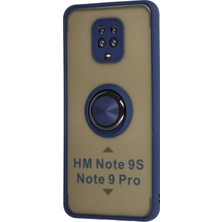 Newface Xiaomi Redmi Note 9 Pro Kılıf Montreal Yüzüklü Silikon Kapak - Lacivert 300099